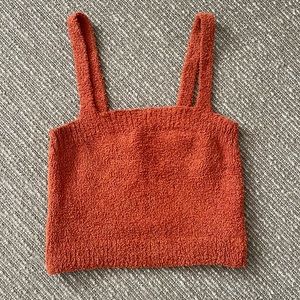 Orange fuzzy tank top
